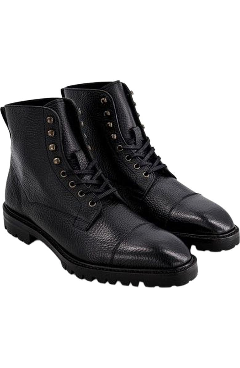 Anthony Veer Pembroke Cap-Toe Boot, Main, color, Obsidian Black Leather