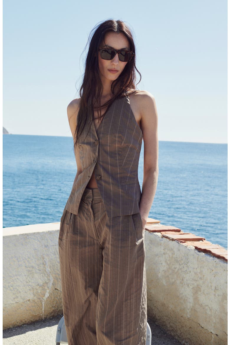 Stripe Halter Vest, Alternate, color, BROWN