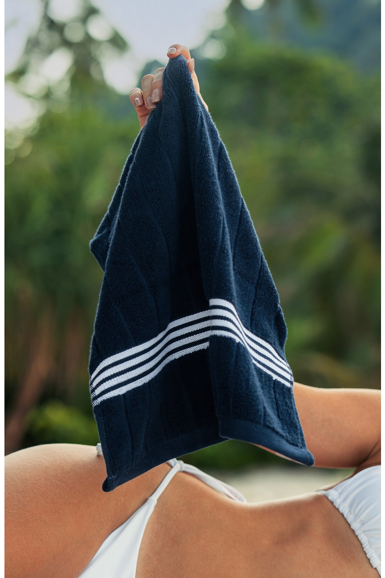 Nautilus 2-Piece Hand Towel Set, Alternate, color, Navy / White