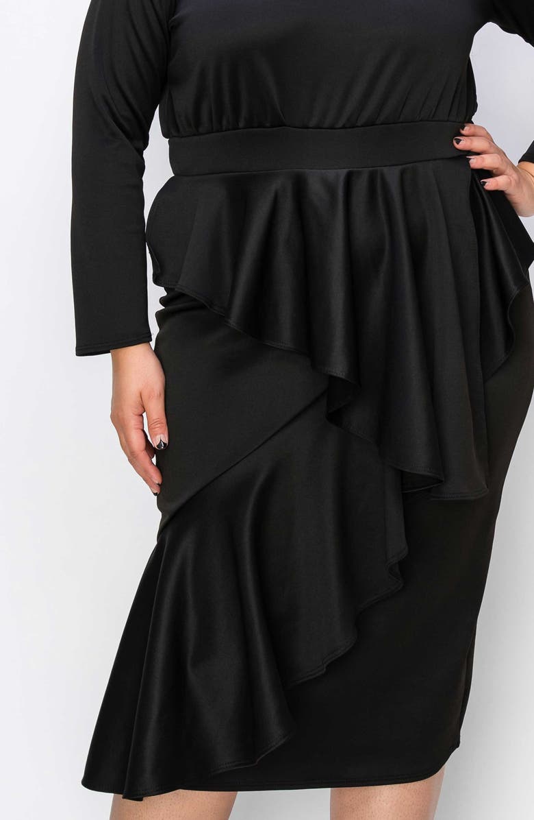 L I V D Alexandra Ruffle Bracelet Sleeve Body-Con Dress, Alternate, color, Black