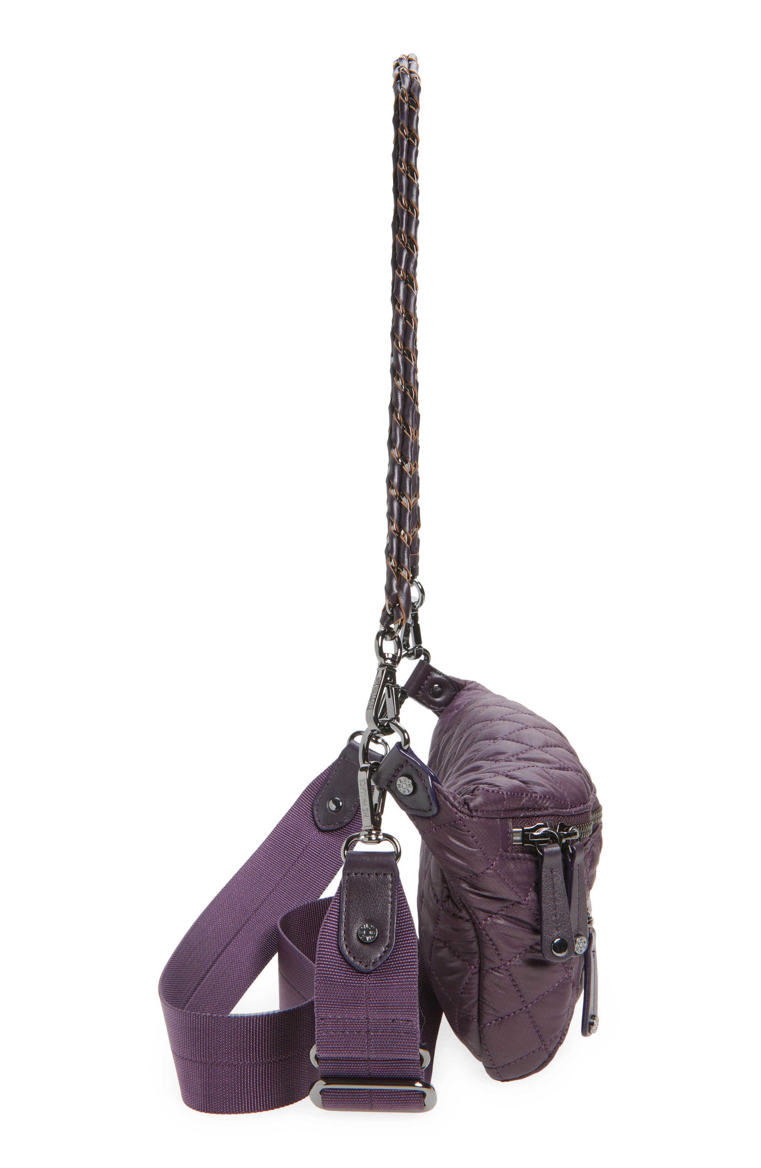 MZ Wallace Small Crosby Quilted Nylon Convertible Sling Bag, Alternate, color, Raisin