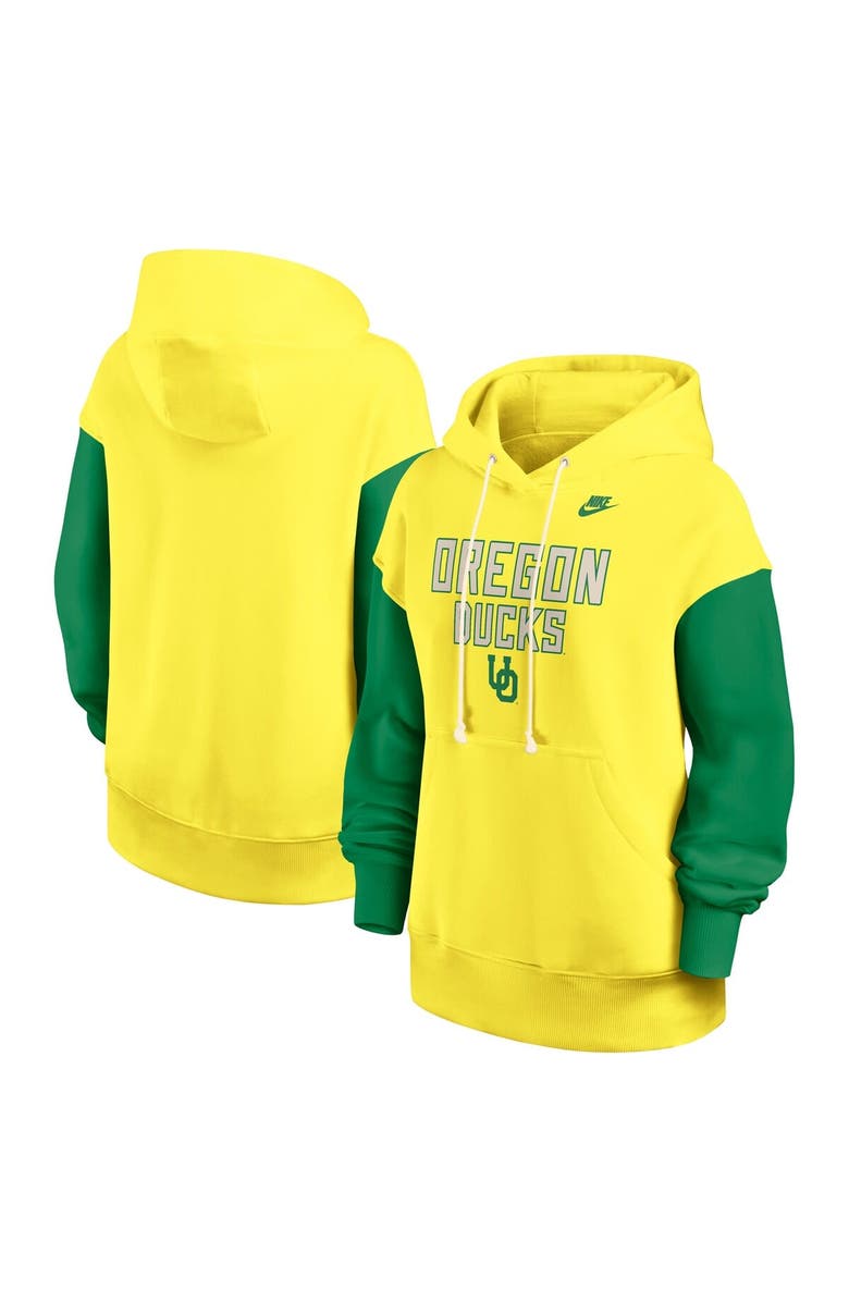 Nike Women's Nike Yellow/Green Oregon Ducks Oversized Legacy Phoenix Pullover Hoodie, Main, color, Yellow