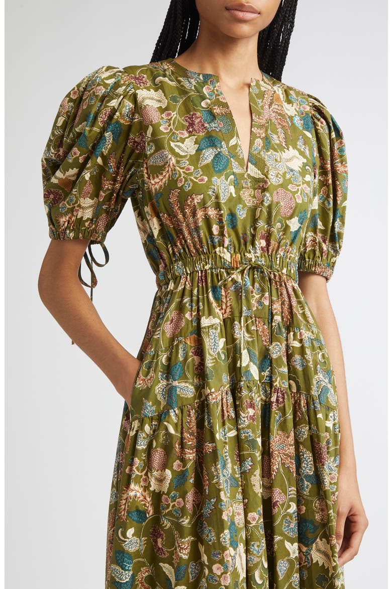 Paisley Floral Cotton Midi Dress, Alternate, color, LICHEN