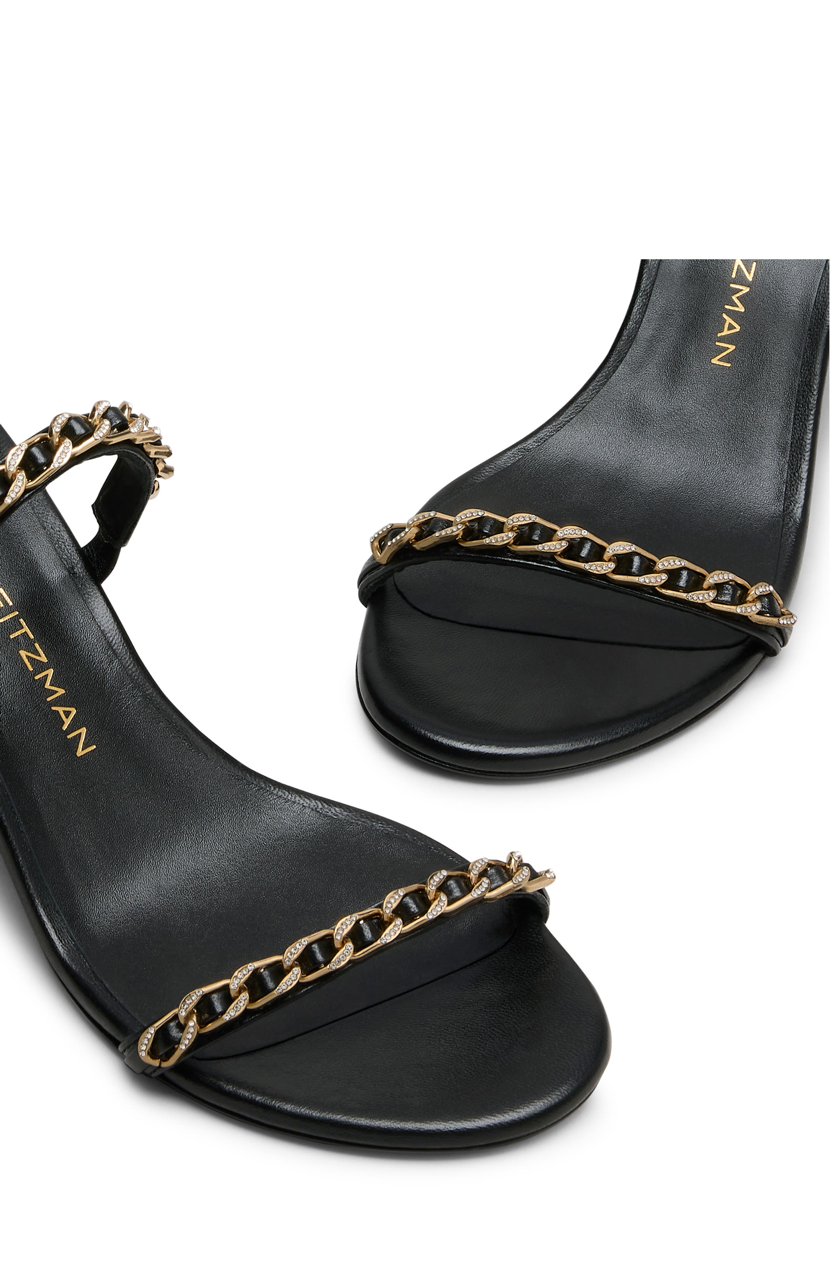 Stuart Weitzman Soluxe Crystal Slide 75, Alternate, color, Black