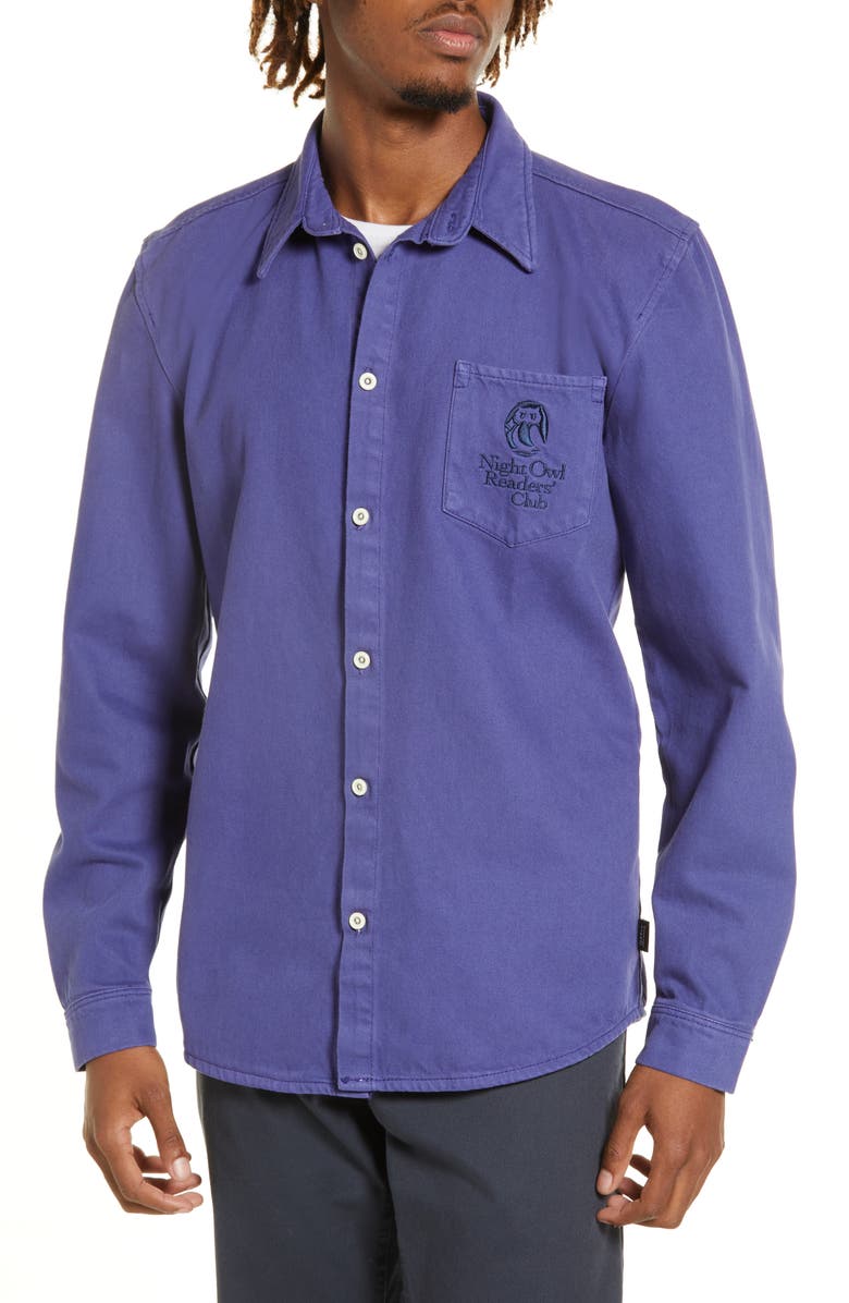 VINTAGE SUPPLY Men's Embroidered Pocket Cotton Shacket, Alternate, color, 