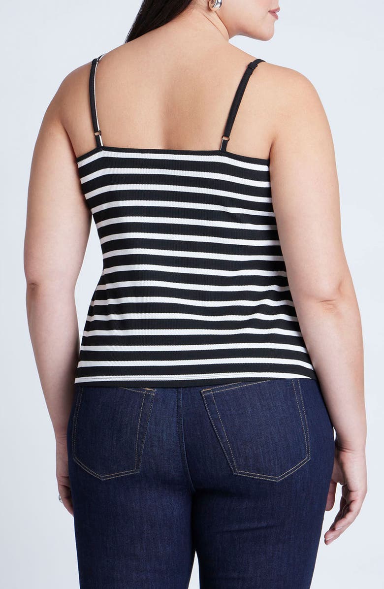 ELOQUII Twist Front Stripe Camisole, Alternate, color,