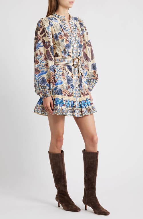 Farm Rio Nature Land Long Sleeve Belted Minidress