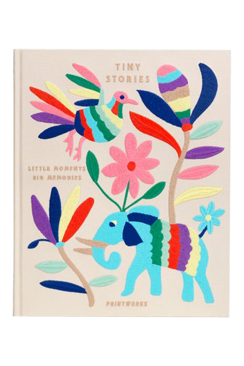 Tiny Stories Embroidered Photo Album, Main, color, BEIGE MULTI