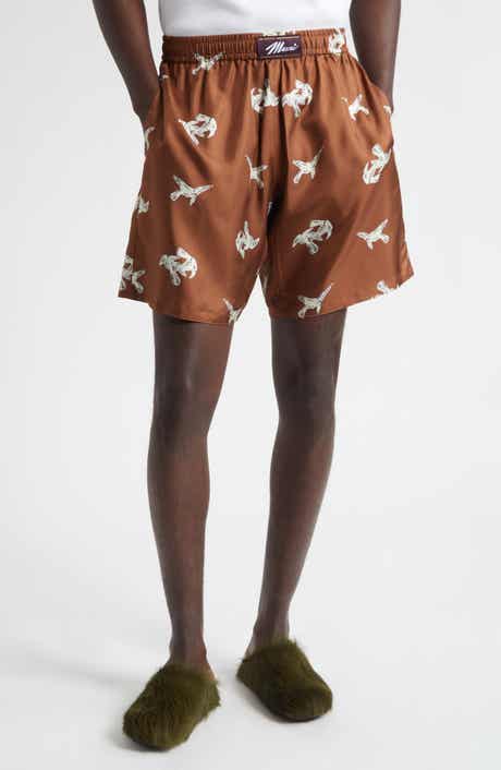 Marni Raven Print Silk Boxer Shorts