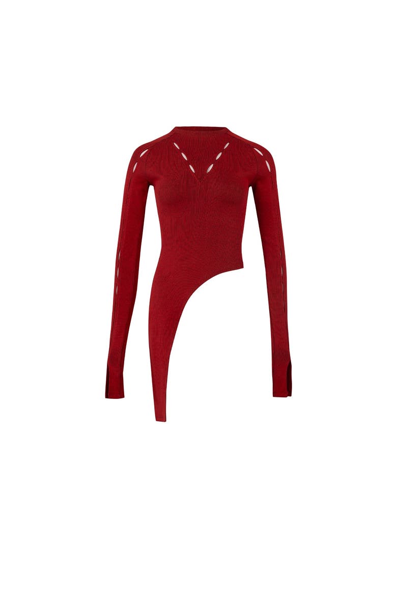 Your *Itch 2 Tones Rib Long Sleeve Top, Alternate, color, Red