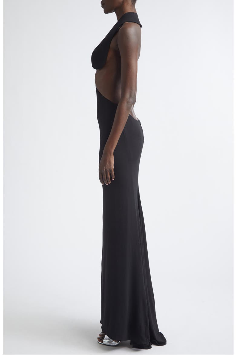 Asymmetric Jersey Gown, Alternate, color, BLACK