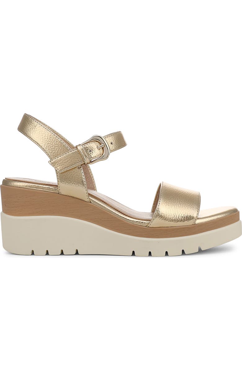 Naturalizer Graciela Wedge Sandal, Alternate, color, Dark Gold Faux Leather