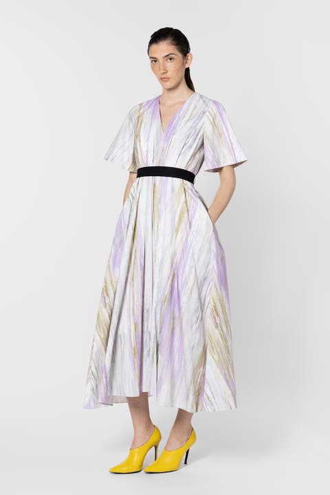 Sana Printed V-Neck Midi Dress