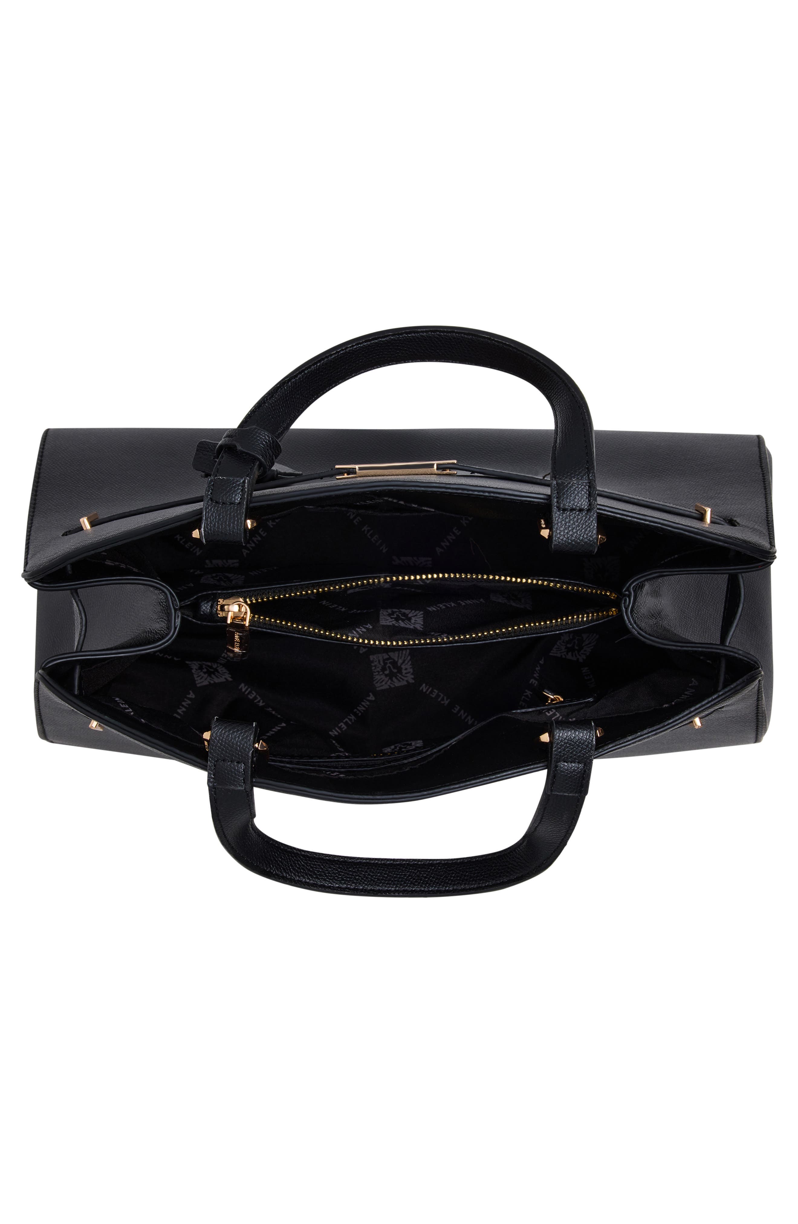 Anne Klein Large Belted Satchel, Alternate, color, Black
