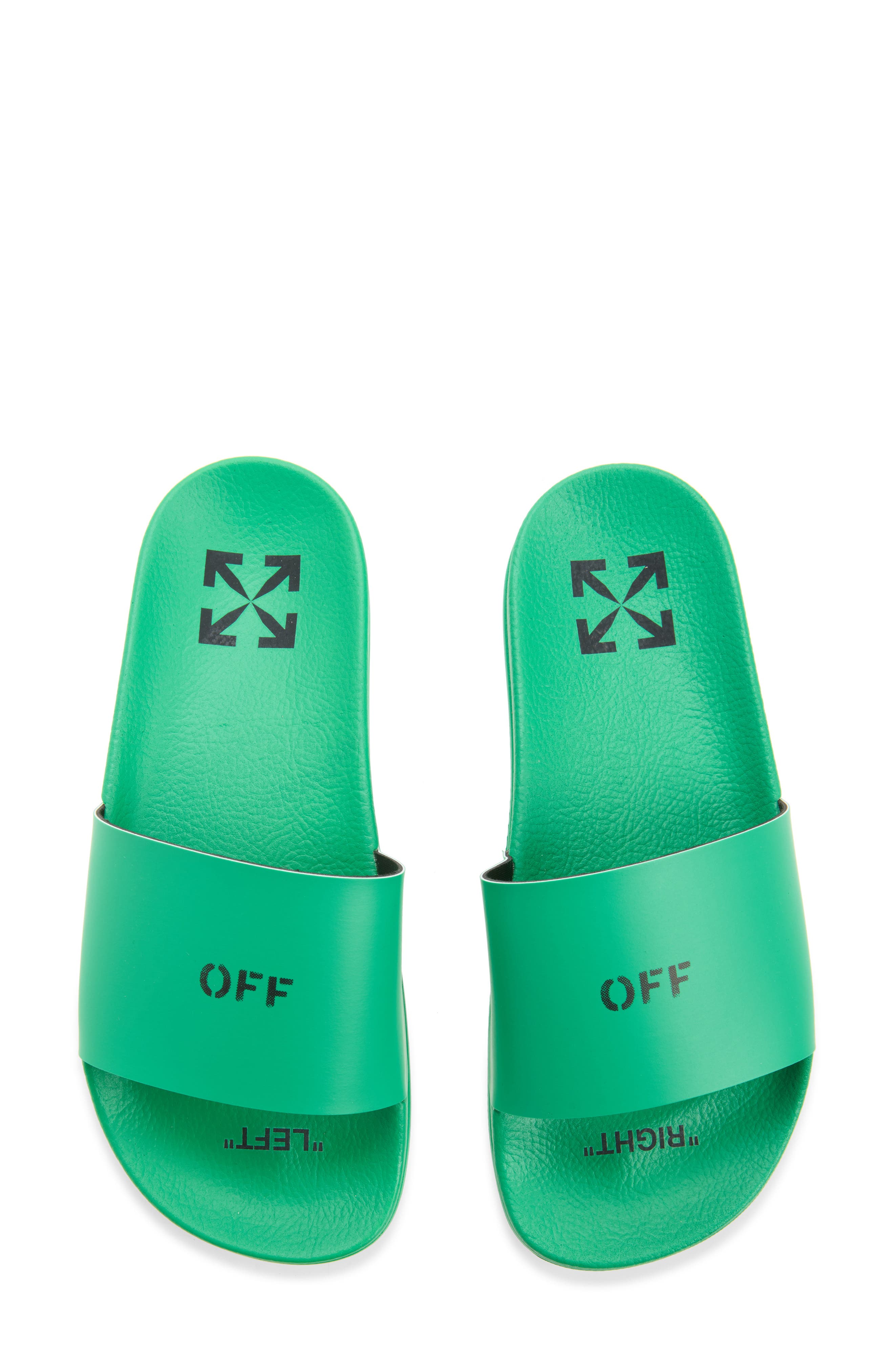 Off-White Logo Pool Slide Sandal, Alternate, color, Green No Color