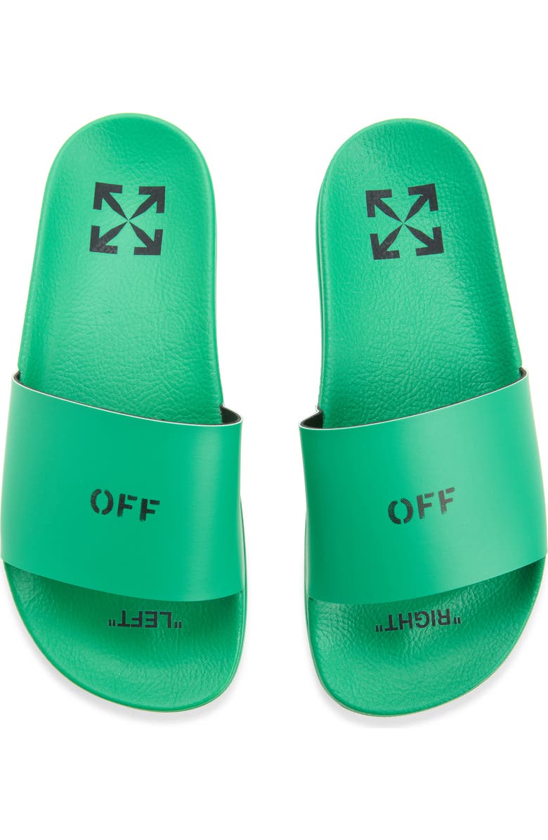 Off-White Logo Pool Slide Sandal, Alternate, color, Green No Color