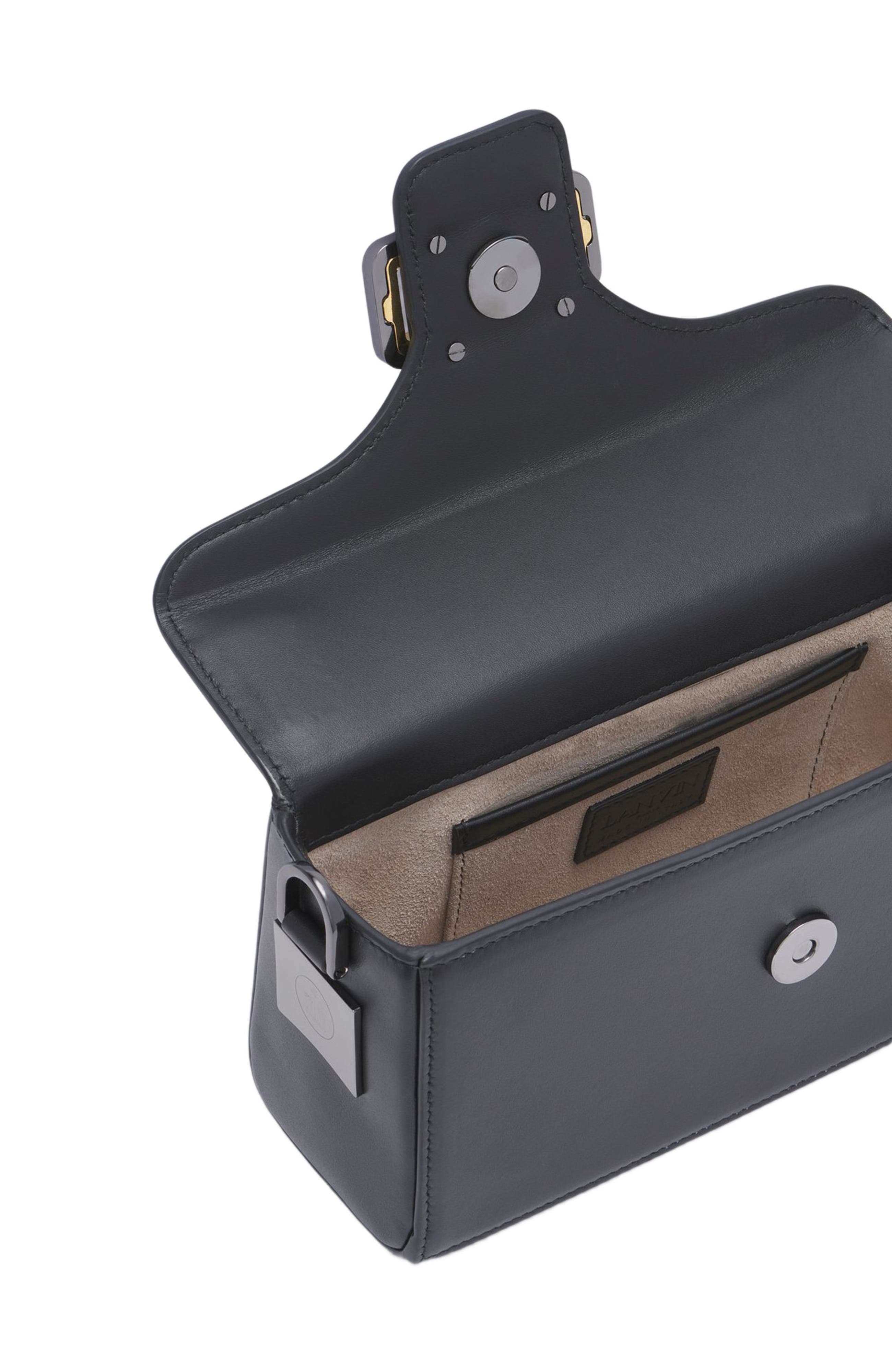 Lanvin Nano Pencil Cat Leather Bag, Alternate, color, Black