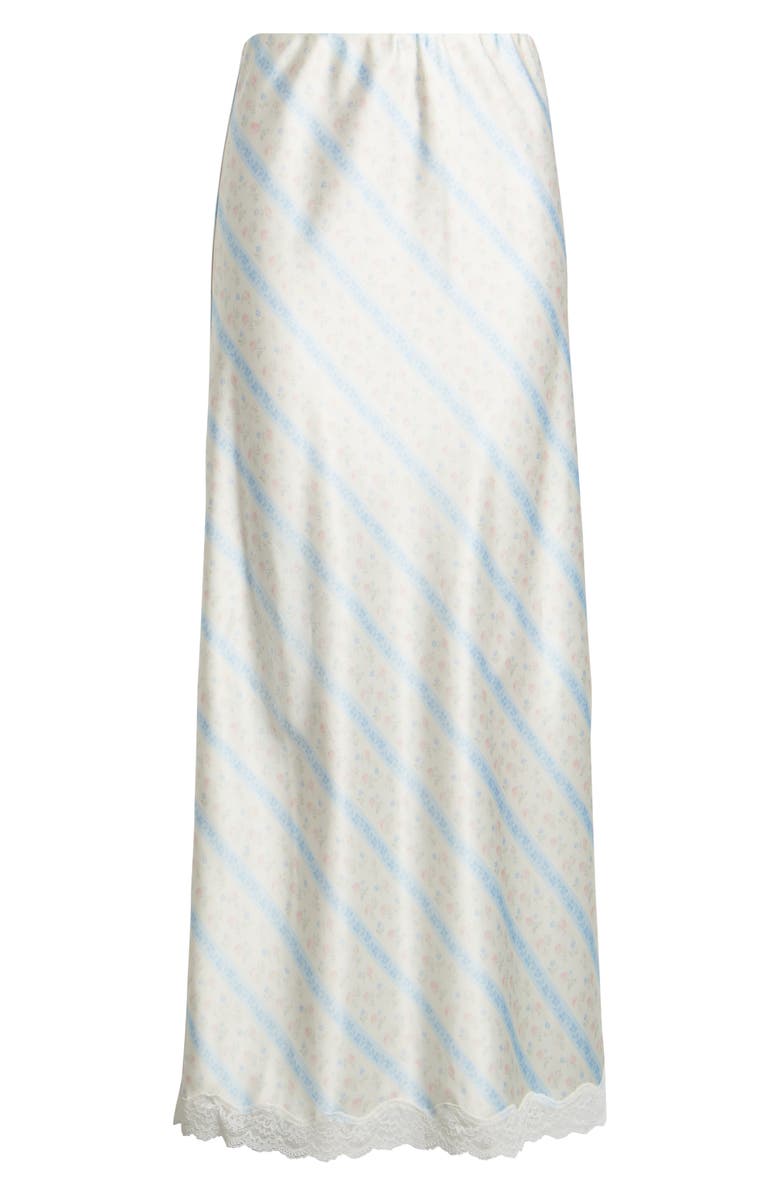 LoveShackFancy Kalo Floral Lace Trim Skirt, Alternate, color, Cotton Skies