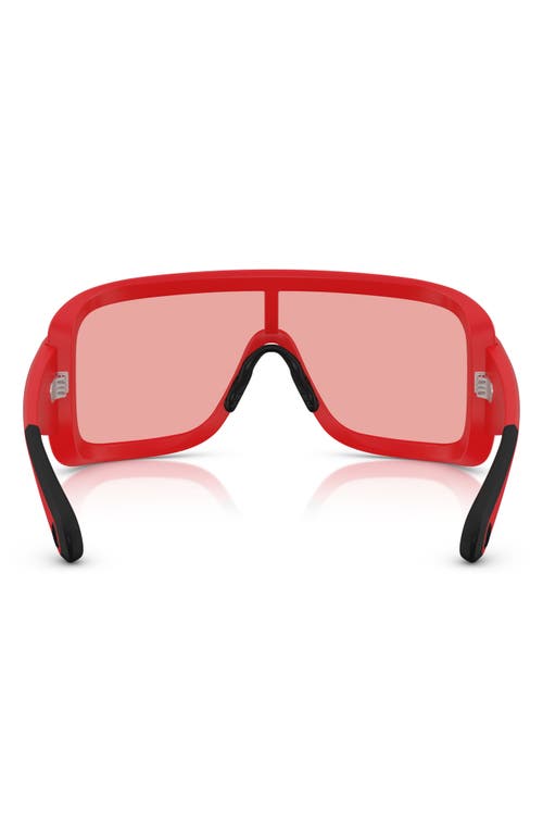 Moncler 142mm Rectangular Shield Sunglasses In Matte Red