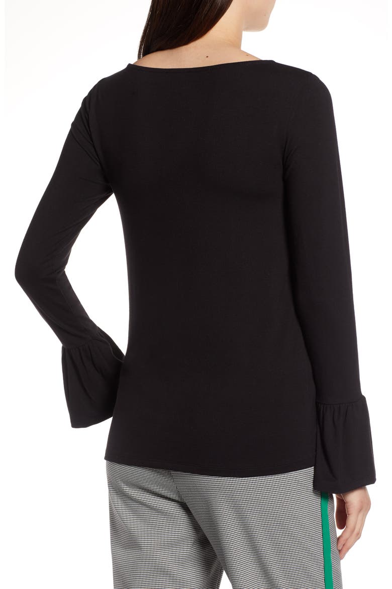 Bell Sleeve Knit Top, Alternate, color, BLACK