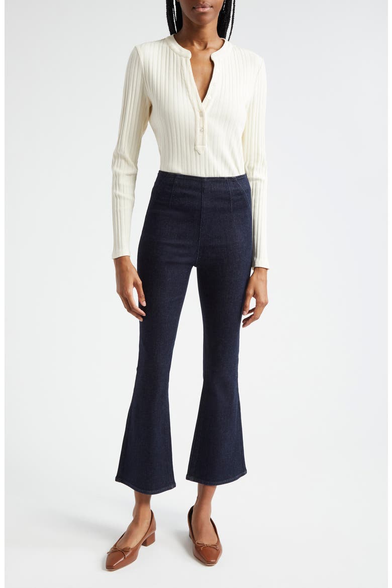 Jocelyn V-Neck Rib Cotton Top, Alternate, color, IVORY