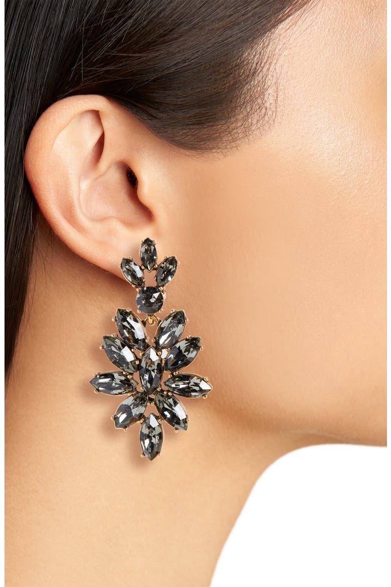 Navette Crystal Earrings, Alternate, color, BLACK DIAMOND