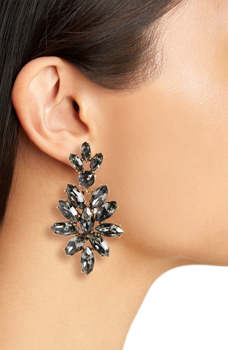 Oscar de la Renta Navette Crystal Earrings, Alternate, color,