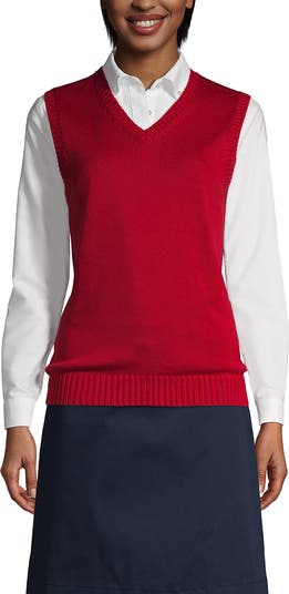 売れ筋商品|||ランズエンド ニット&セーター アウター レディース Women's School Uniform Cotton Modal Sweater Vest Evergreen Lands' End Women's Cotton Modal Sweater Vest - Large