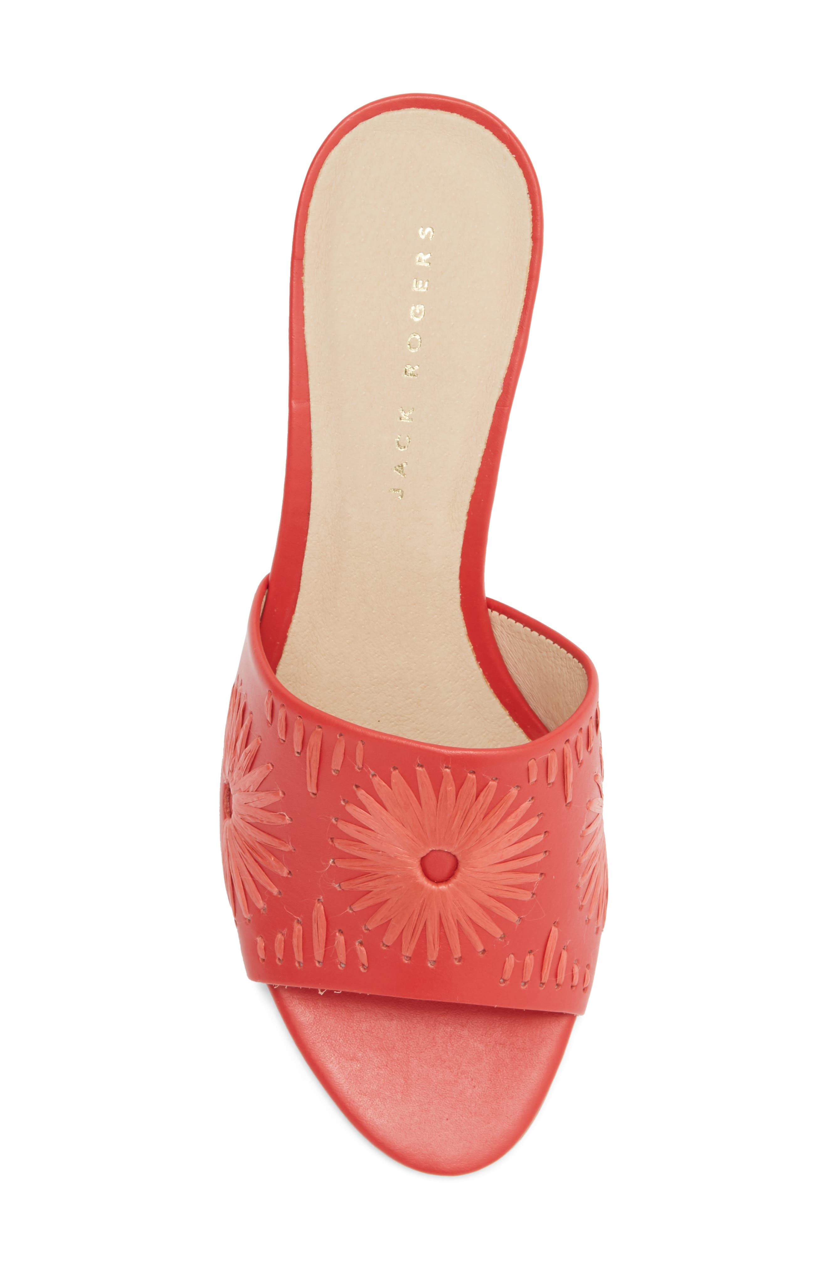 Susie Raffia Stitched Slide Sandal, Alternate, color, FIRE RED/ FIRE RED