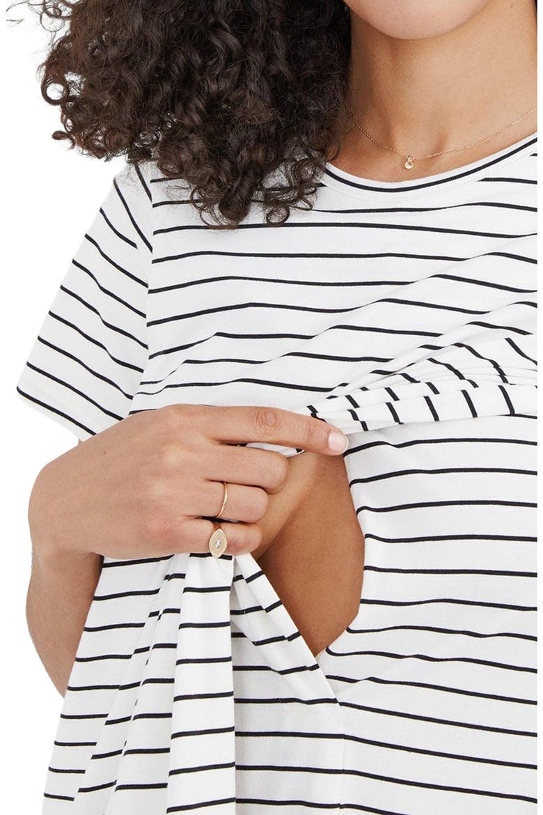 The Easygoing Nursing Maxi T-Shirt Dress, Alternate, color, BLACK/ WHITE STRIPE