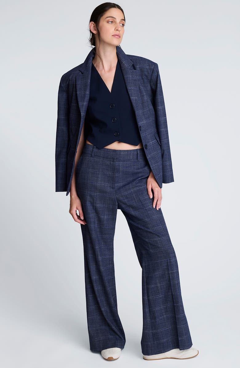 Kenneth Cole Three Button Windowpane Check Blazer, Alternate, color, Dark Navy Multi