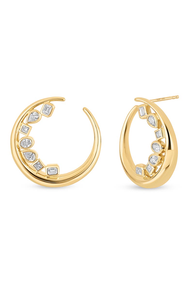 Maya Diamond Statement Hoop Earrings (Online Trunk Show), Main, color, 18K YELLOW GOLD/ DIAMOND