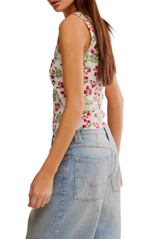 Free People Tilly Button Front Slim Fit Cropped Vest In Antique Ivory Combo