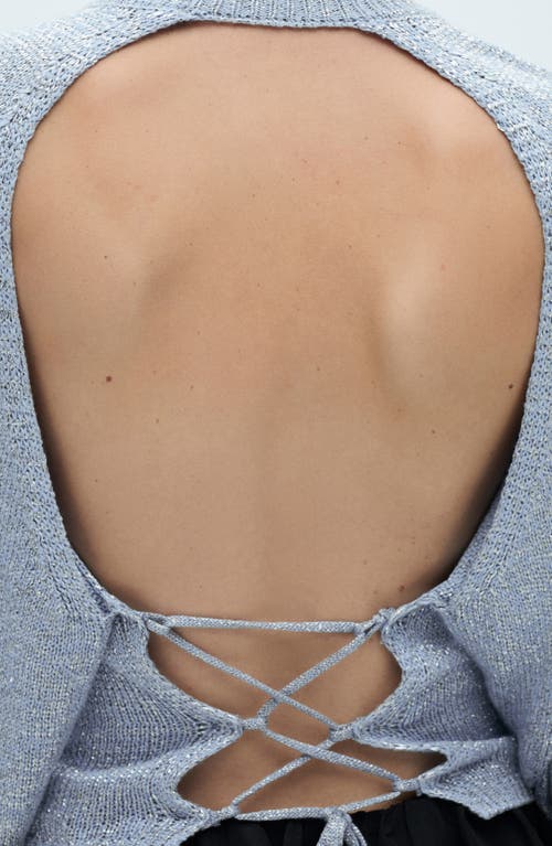 Mango Open Back Lurex Sweater Blue In Blue