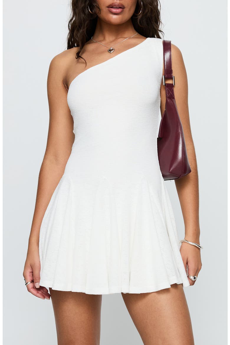 Writing Vows One-Shoulder Minidress, Main, color, WHITE