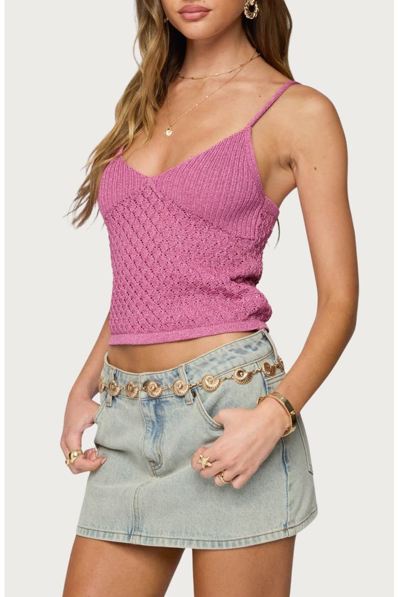Frankey Sparkly Knit Camisole, Alternate, color, PINK