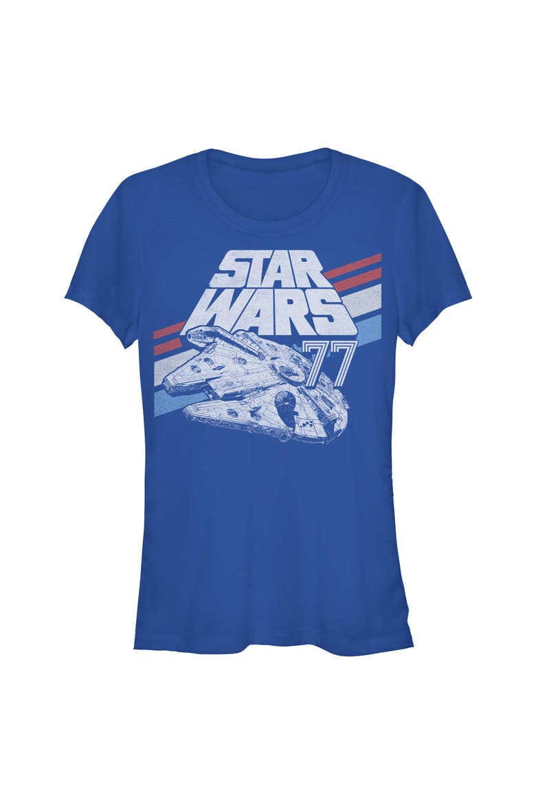 Junior's Monochrome 77 Logo Short Sleeve Graphic T-Shirt, Main, color, Royal Blue