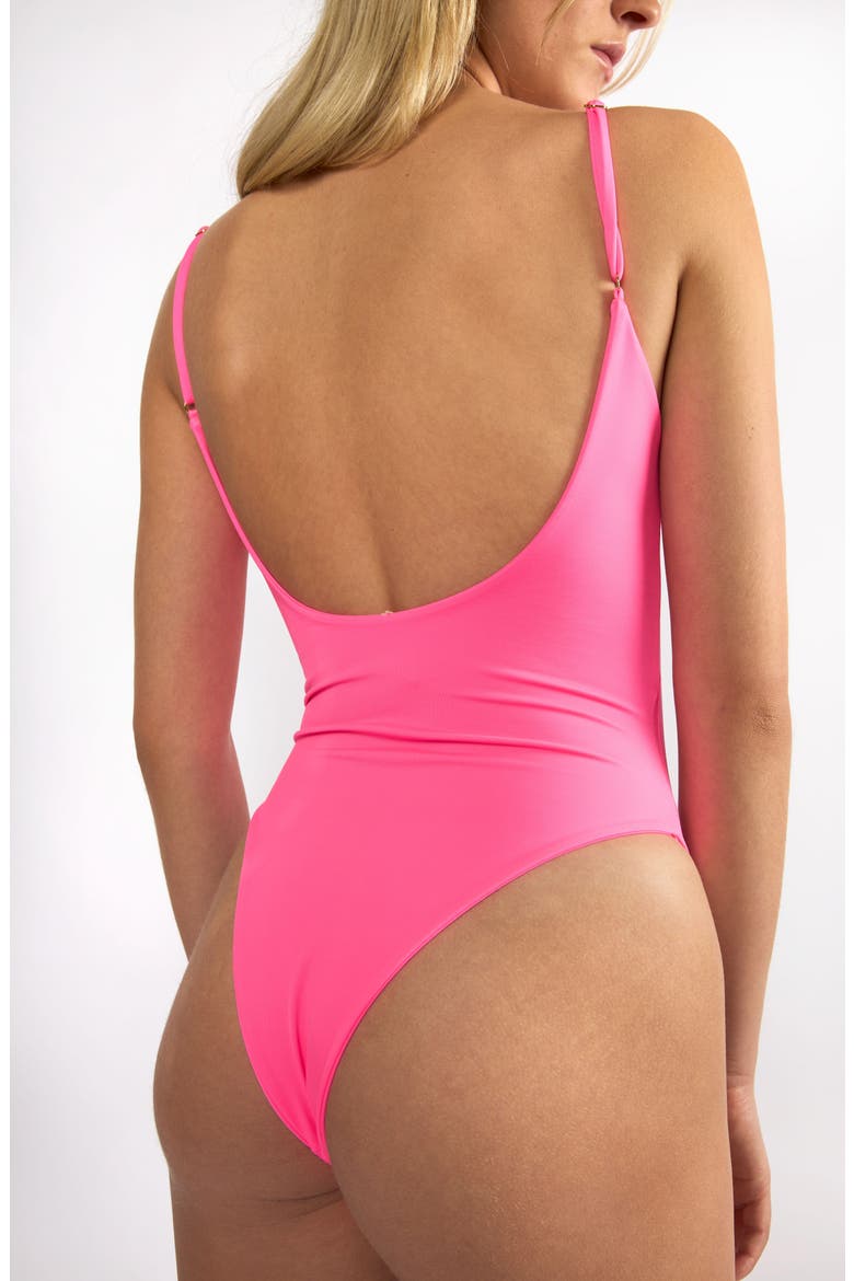 Golden Hour One-Piece Swimsuit, Alternate, color, NEON PINK