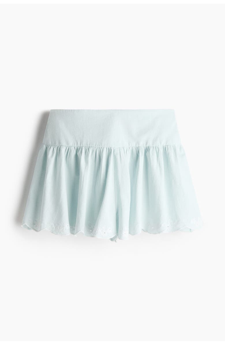 H&M Embroidered Shorts, Main, color, Light Turquoise