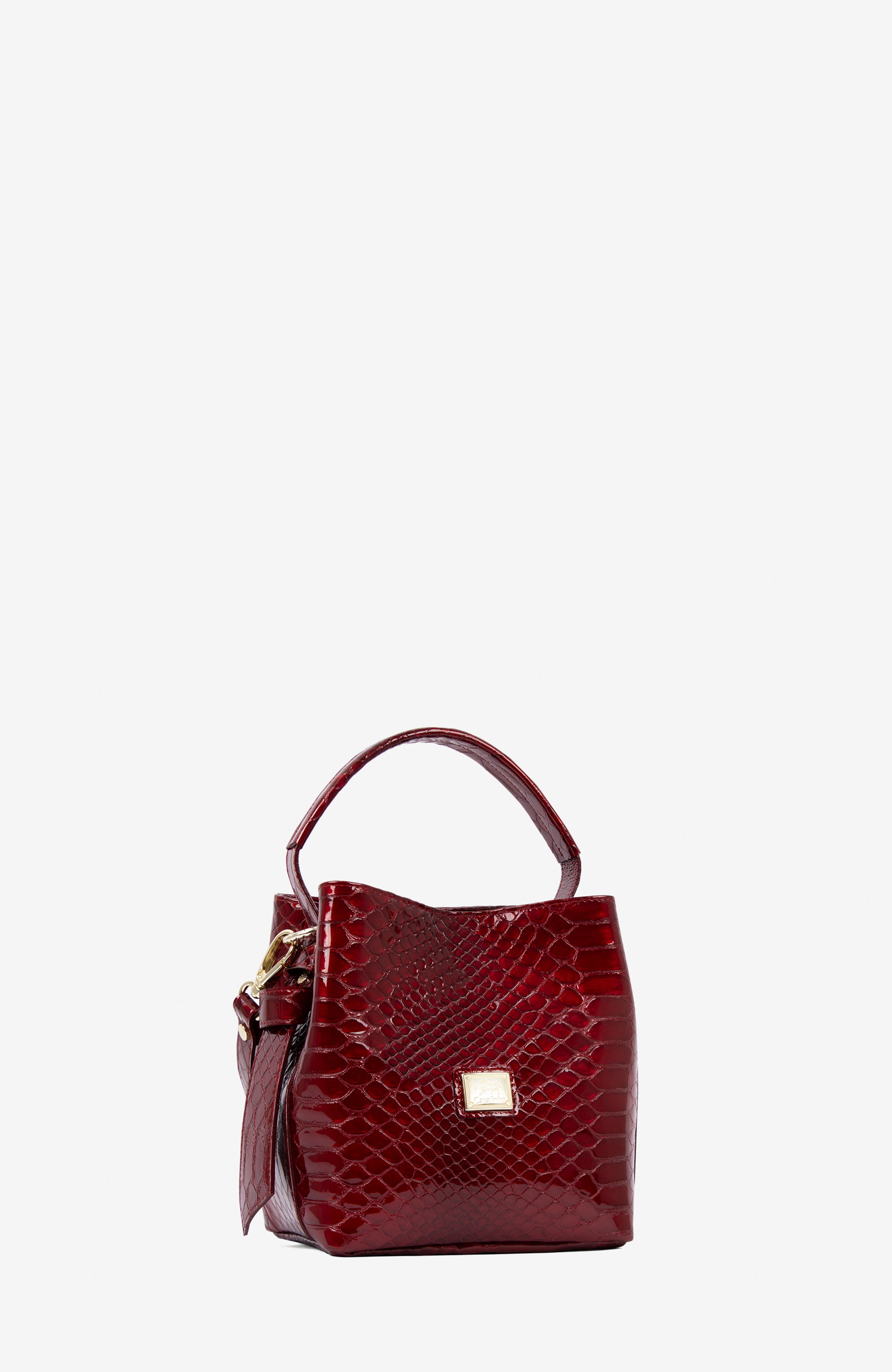 Gallop Patent Leather Bucket Bag 591, Alternate, color, Red