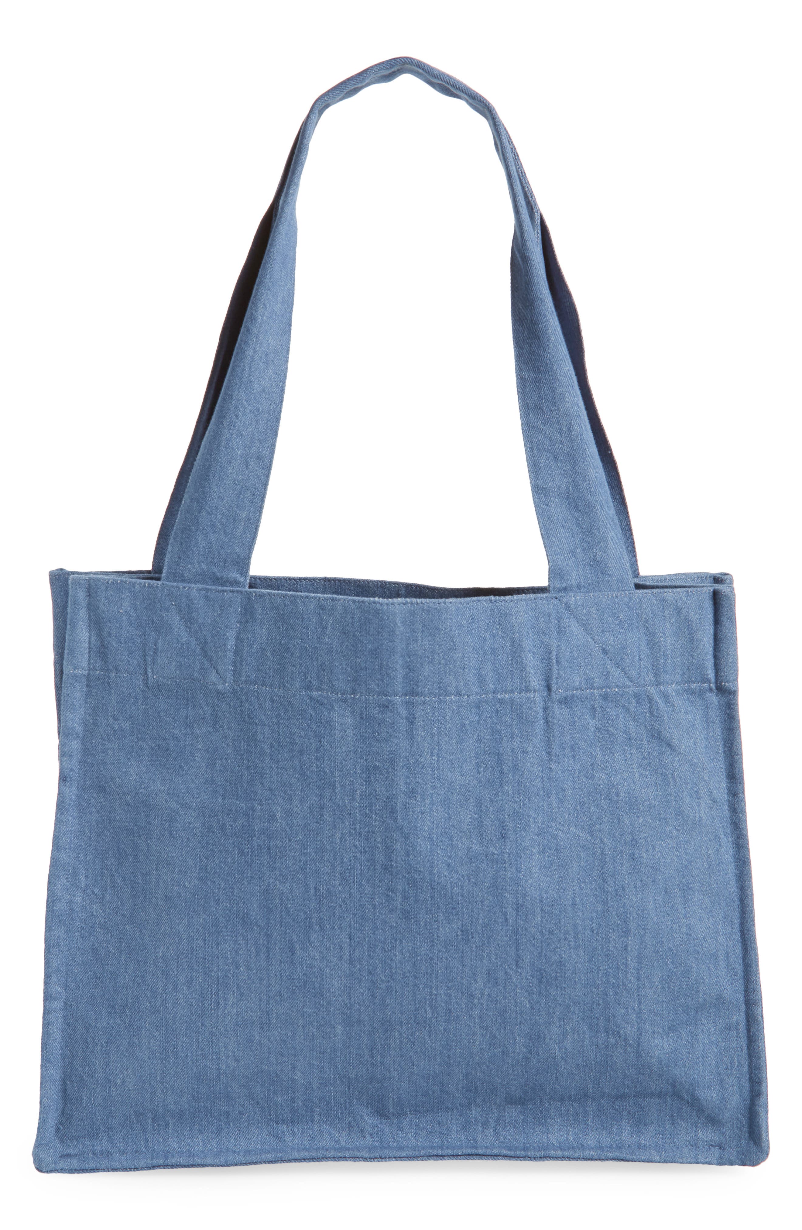 Ganni Large Easy Denim Shopper Bag, Alternate, color, 
