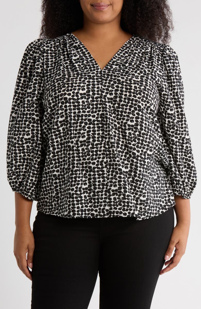 Renee C V-Neck Balloon Sleeve Top, Main, color, Black