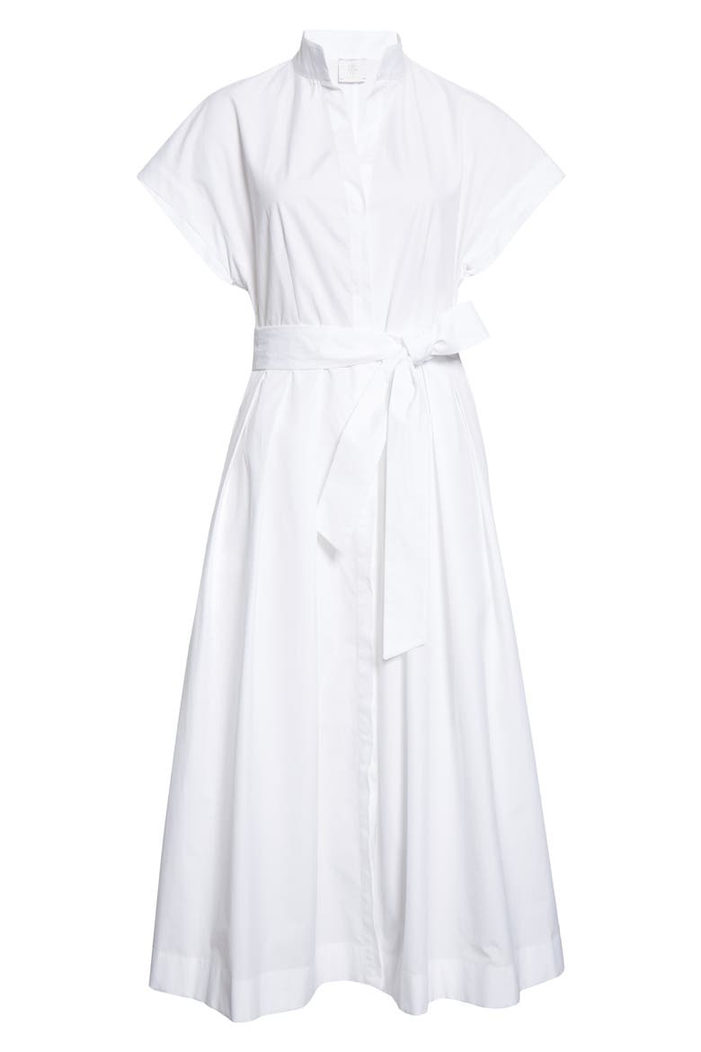 Belted Cotton Poplin Shirtdress, Alternate, color, 01- WHITE