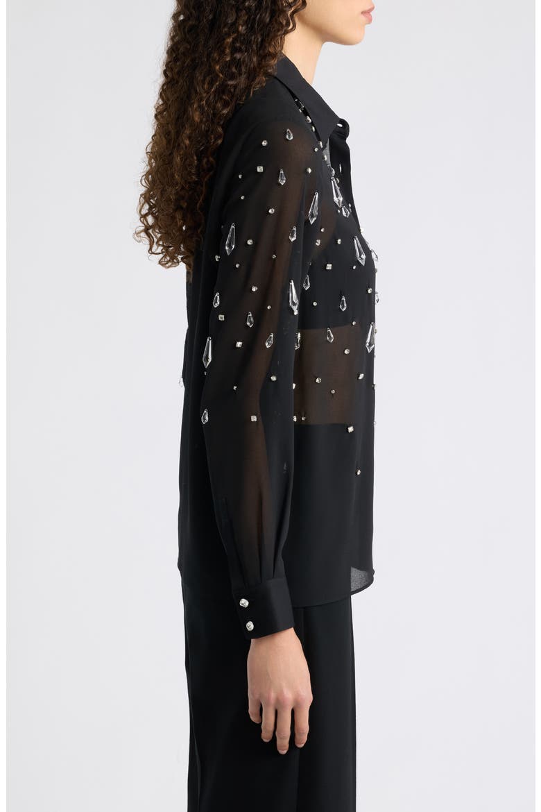 The Sloane Crystal Embellished Woven Shirt, Alternate, color, NOIR