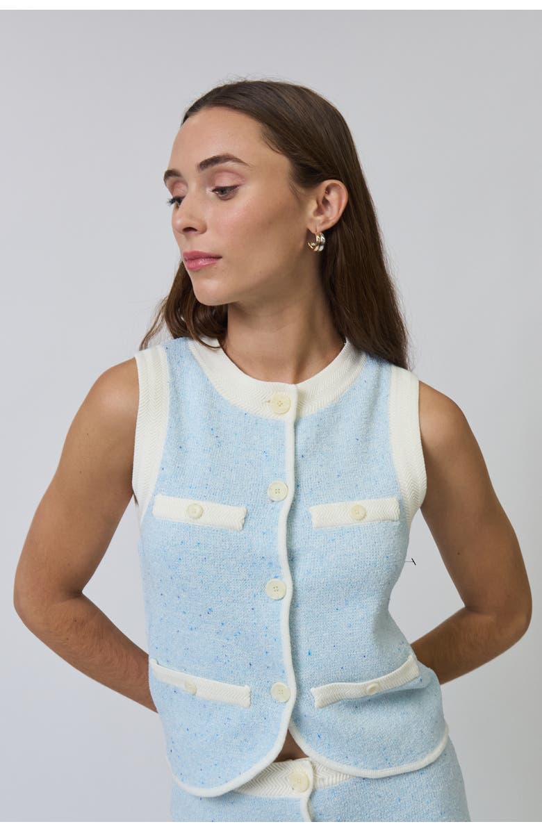 Central Park West Celeste Tweed Yarn Vest, Alternate, color, Blue