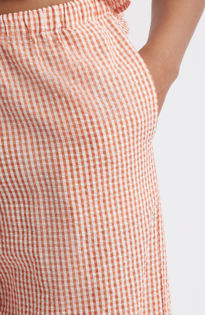 WAYF x Styled by COCO! Nina Gingham Seersucker Straight Leg Pants, Alternate, color, Clay Seersucker
