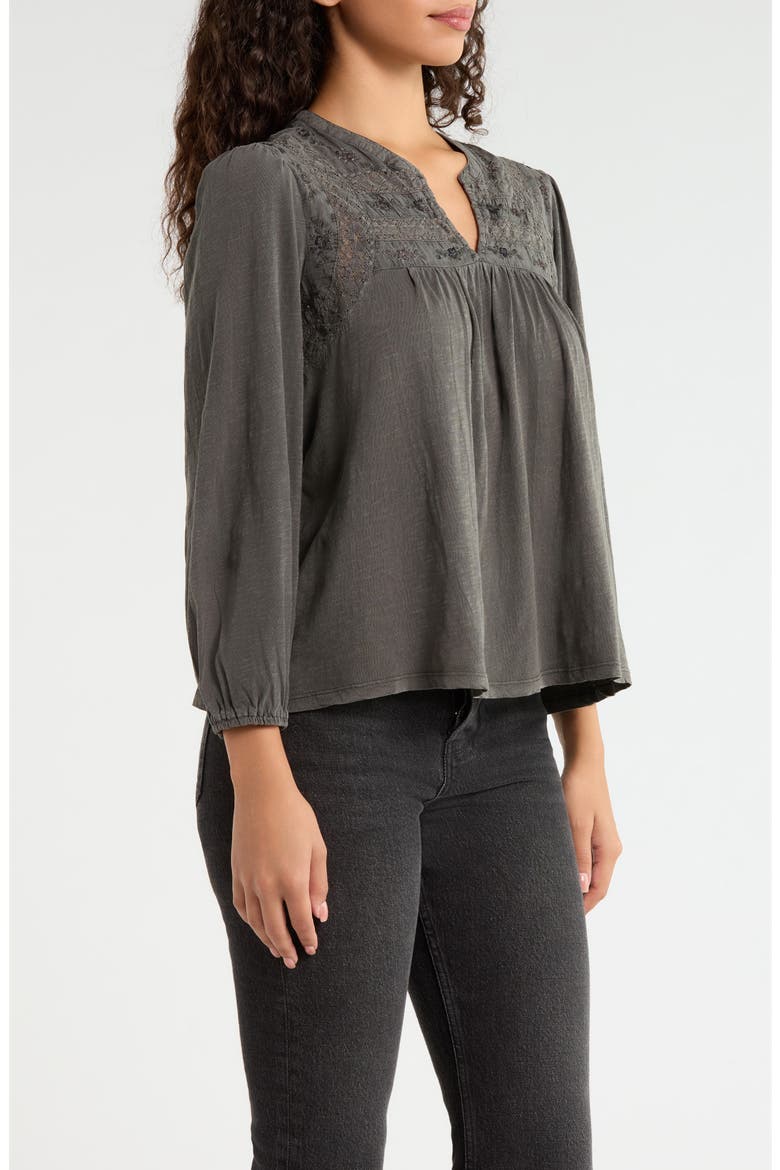 Mixed Stitch Peasant Top, Alternate, color, GRAY