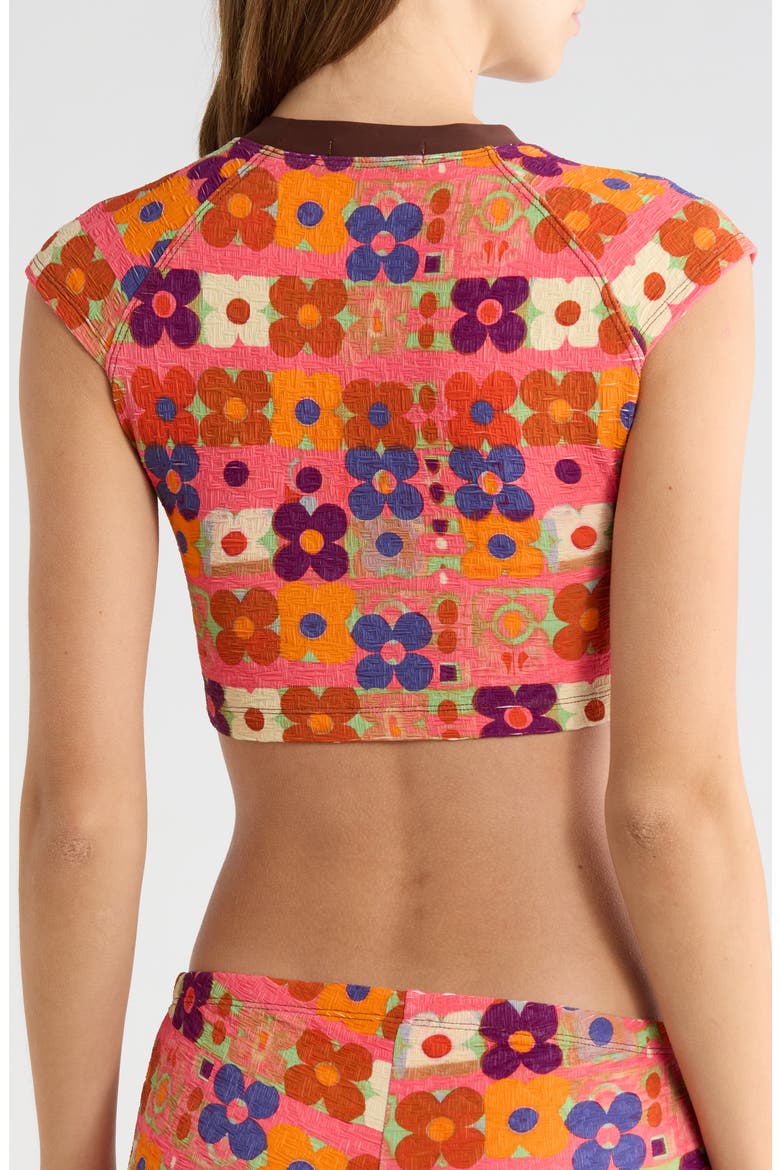 Sonny Jacquard Crop Cover-Up T-Shirt, Alternate, color, DARK PINK