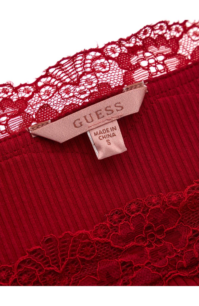 GUESS Mei Lace Trim Off the Shoulder Top, Alternate, color,