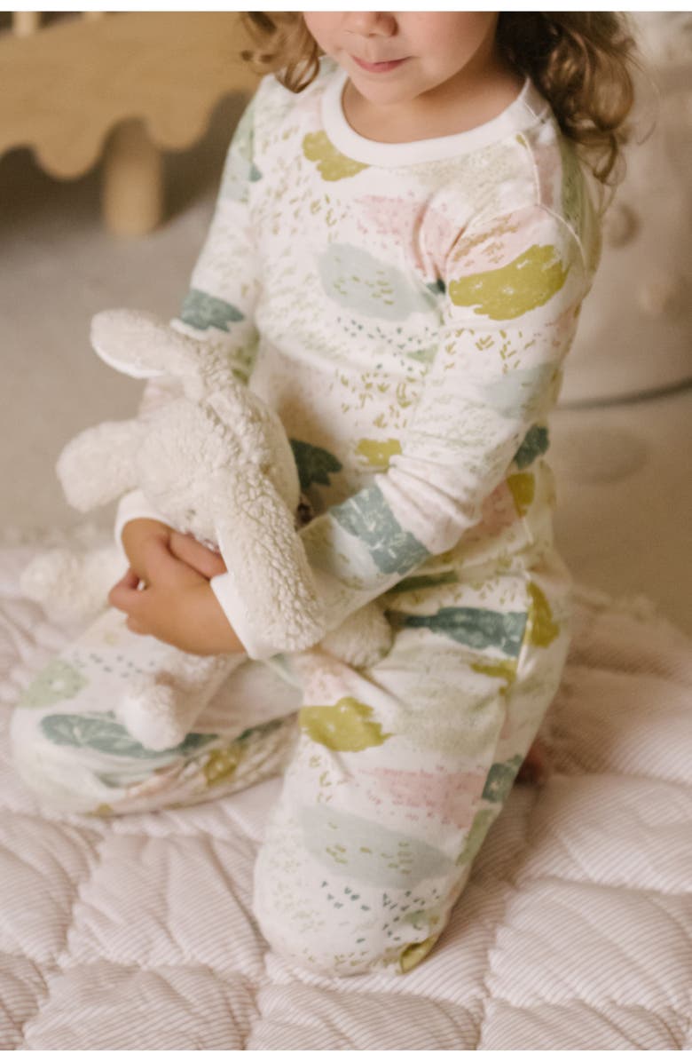 Pehr Kids' Organic Cotton Rib Fitted Pajamas, Alternate, color, Happy Valley